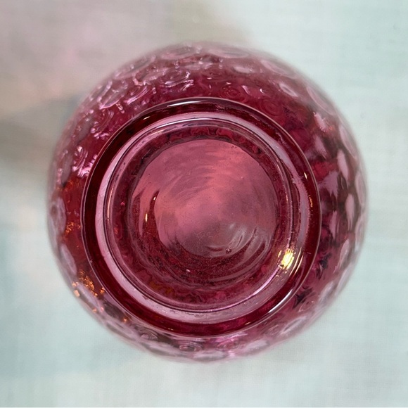 Vintage Fenton Cranberry Glass Beaded Melon Vase - Picture 5 of 7